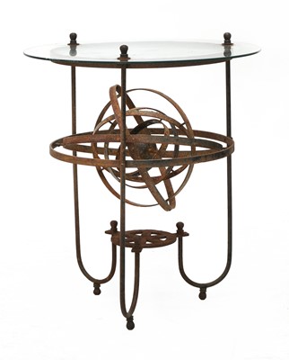 Lot 434 - A  wrought iron glass top garden table