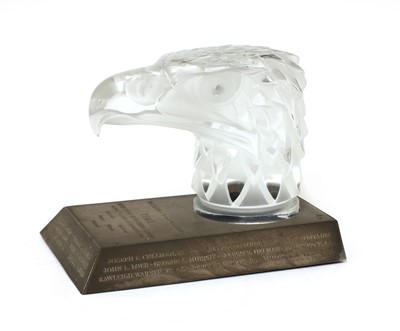 Lot 305 - A Lalique glass 'Tête d'Aigle' car mascot
