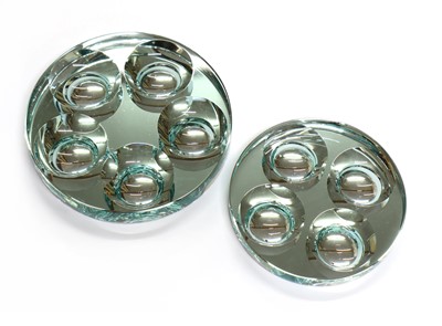 Lot 612 - Two FontanaArte circular glass and mirror centrepieces