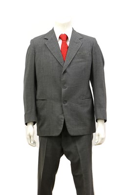 Lot 149 - A Stovel & Mason dark grey double-breasted pinstripe suit