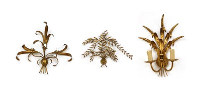 Lot 226 - A gilt metal two-branch wall light