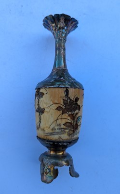 Lot 166 - A near pair of Japanese Shibayama ivory and silver vases