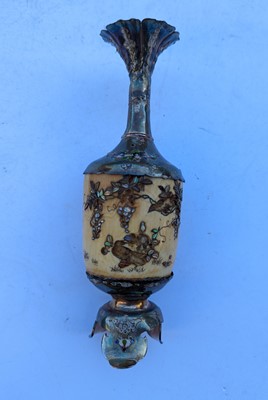 Lot 166 - A near pair of Japanese Shibayama ivory and silver vases