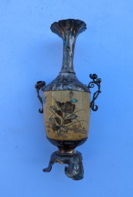 Lot 166 - A near pair of Japanese Shibayama ivory and silver vases