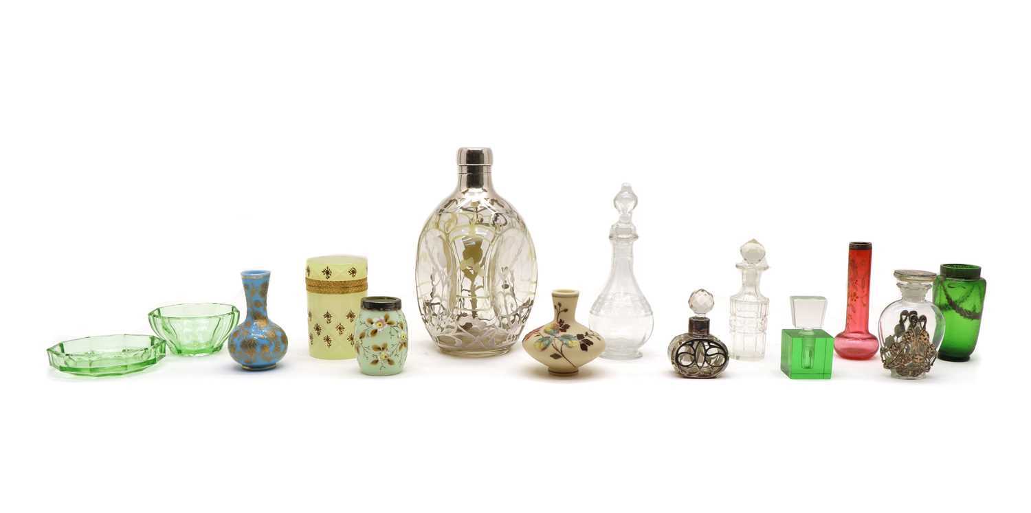 Lot 158 - A collection of scent bottles and jars