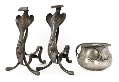 Lot 161 - A Liberty & Co. Tudric pewter three-handled cauldron