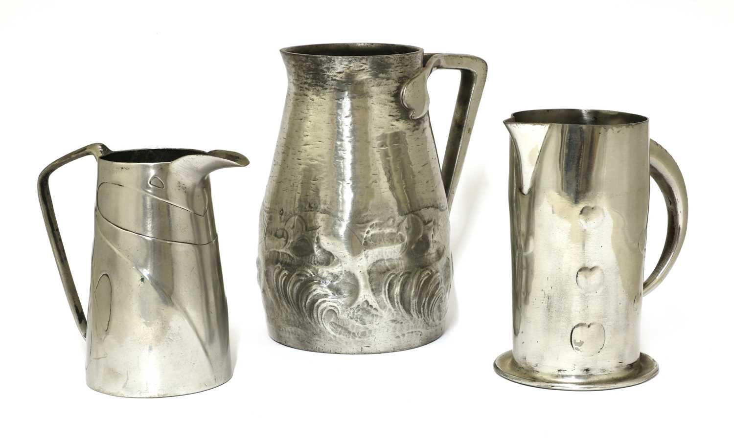 Lot 160 - An Arts and Crafts pewter jug
