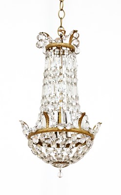 Lot 10 - A small Empire-style gilt-brass and cut-glass ceiling light