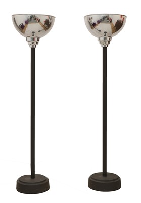 Lot 388 - A pair of  chrome and metal uplighters