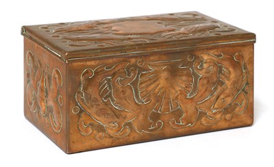 Lot 185 - A Newlyn Industrial Classes copper cigarette box