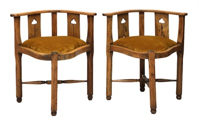 Lot 193 - A pair of oak corner chairs