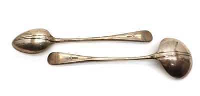Lot 17 - A Hanoverian pattern silver ladle and basting spoon by Walker & Hall