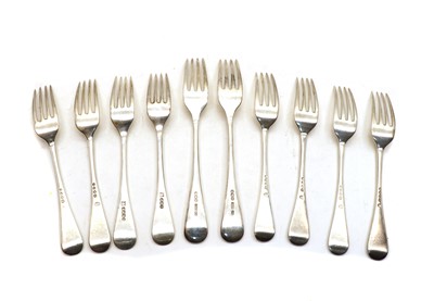 Lot 18 - A group of six Victorian Old English pattern silver forks
