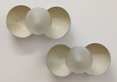 Lot 611 - A pair of Italian chrome and painted 'Ball' wall lights