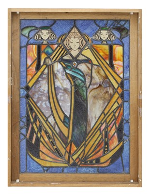 Lot 207 - A Glasgow Style 'The Queens' stained glass window