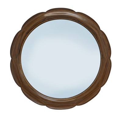 Lot 211 - A Cotswold School Indian laurel and holly inlaid wall mirror