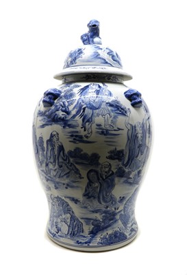 Lot 167 - A large modern Chinese blue and white vase and cover