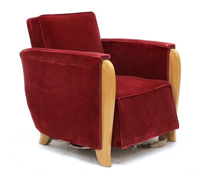 Lot 336 - An Art Deco sycamore-fronted armchair