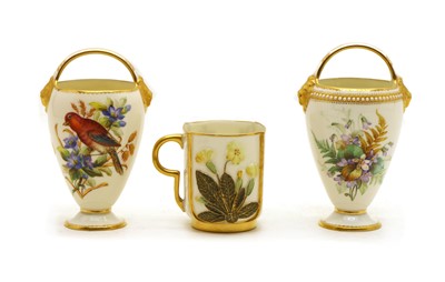 Lot 87 - A near pair of Royal Worcester porcelain vases