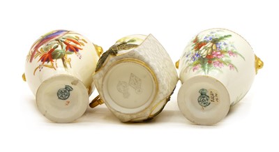 Lot 87 - A near pair of Royal Worcester porcelain vases