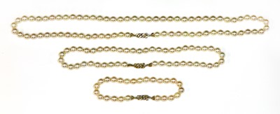 Lot 252 - Two single row uniform cultured pearl necklaces