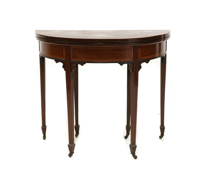 Lot 475 - An Edwardian mahogany and satinwood inlaid card table