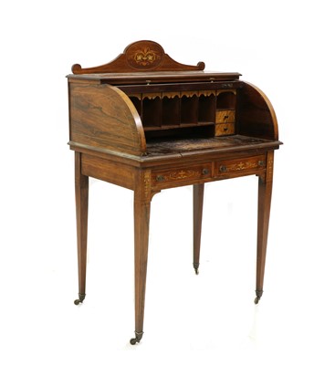 Lot 449 - An Edwardian inlaid rosewood bureau de dame