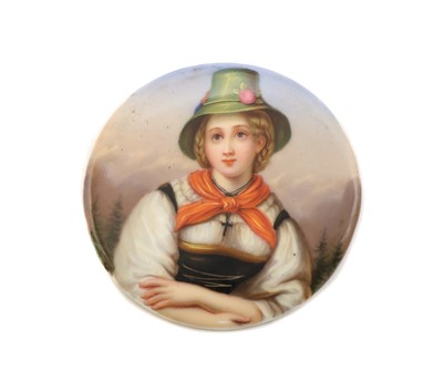 Lot 73 - A continental painted porcelain plaque
