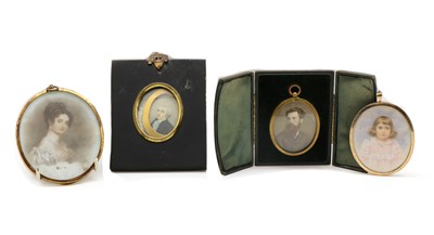 Lot 203 - A portrait miniature of a young girl in a pink dress