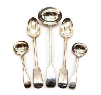 Lot 41 - A Victorian Fiddle pattern silver soup ladle