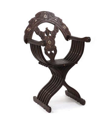 Lot 518 - A Syrian style Savronola chair