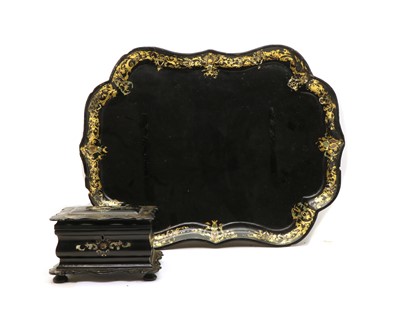 Lot 115 - A Victorian mother of pearl inlaid paper mache tea caddy