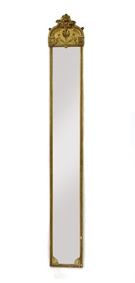 Lot 436 - A slender gilt framed wall mirror