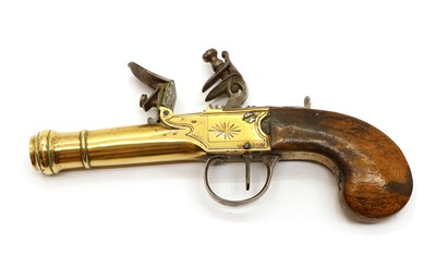 Lot 286 - A 19th century flintlock pocket pistol