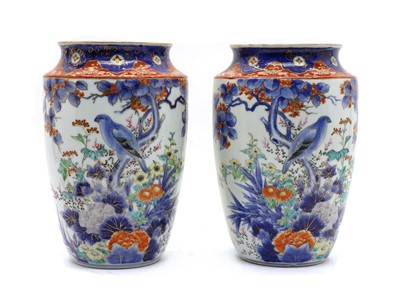 Lot 317 - A pair of Japanese porcelain vases
