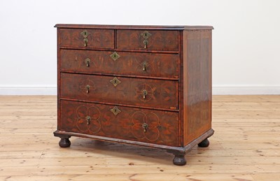 Lot 712 - A William and Mary oyster-veneered olivewood chest of drawers
