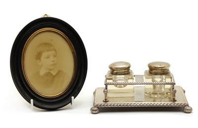 Lot 13 - A silver desk stand