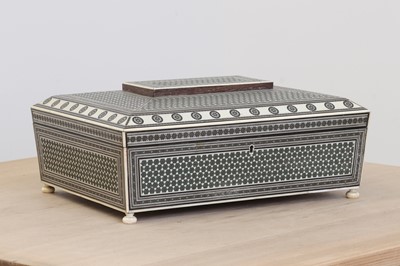 Lot 130 - A Persian Sadeli sandalwood and ivory workbox