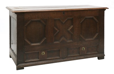 Lot 421 - A 17th century oak coffer