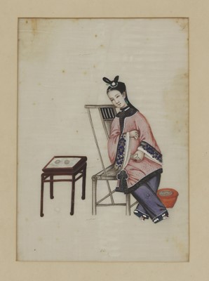 Lot 300 - A collection of fifteen Chinese pith paper paintings