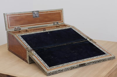 Lot 541 - A sandalwood and ivory inlaid writing slope
