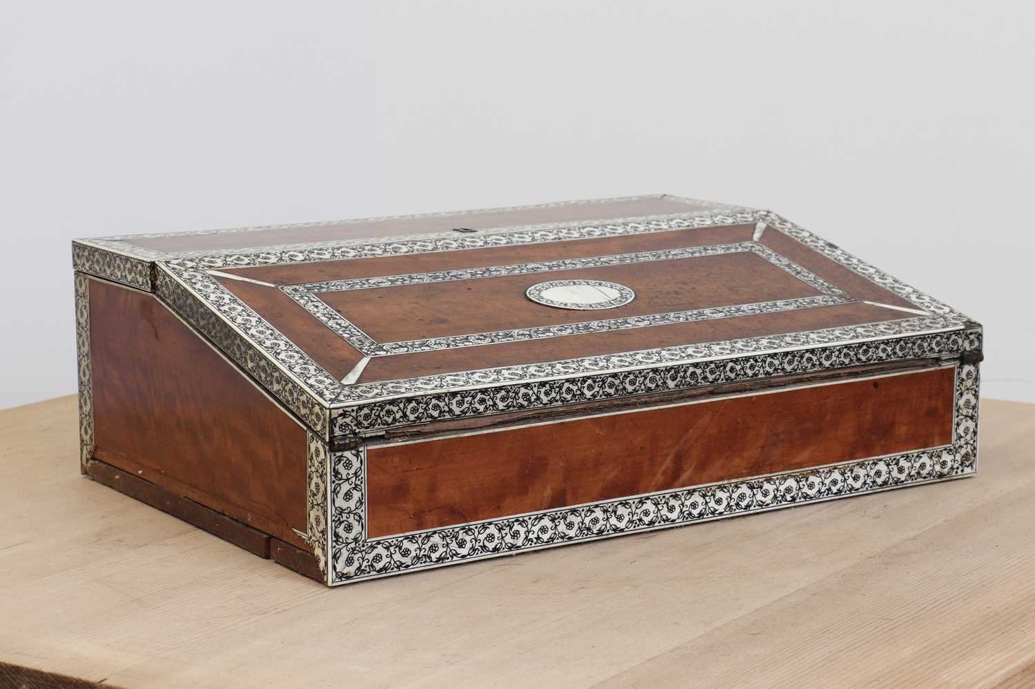 Lot 541 - A sandalwood and ivory inlaid writing slope