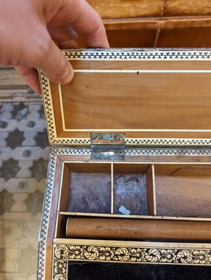 Lot 541 - A sandalwood and ivory inlaid writing slope