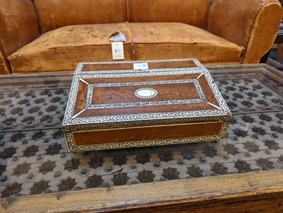 Lot 541 - A sandalwood and ivory inlaid writing slope