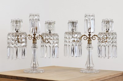 Lot 156 - A pair of glass table lustres