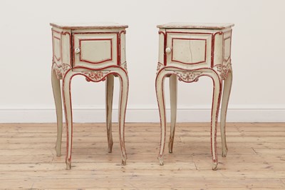 Lot 558 - A pair of transitional-style painted bedside commodes