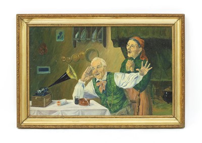 Lot 71 - Oil Painting: Copy of 'The Phonograph' by Massani
