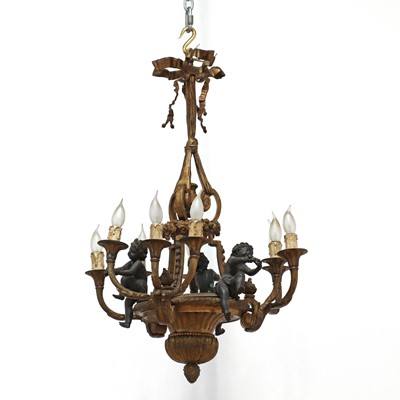 Lot 196 - A gilt and ebonised bronze colza ceiling lamp