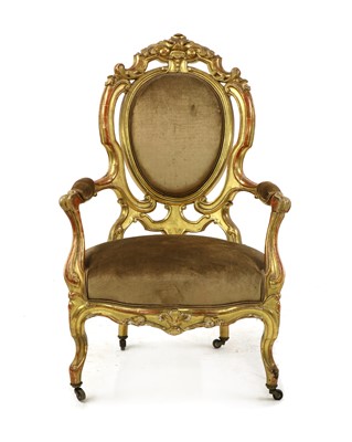Lot 419 - A gilt framed armchair