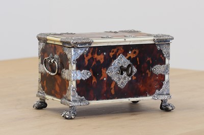 Lot 134 - A tortoiseshell, ivory and silver-mounted casket